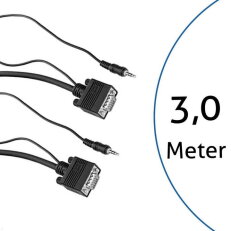 Kombinovaný kabel 3,0m, 1xVGA 15HD 1x Jack 3,5mm/1xVGA 15HD 1xJack 3,5mm, černý