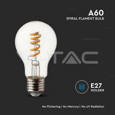 LED Bulb 4W E27 Filament A60 Clear Cover 1800K VT-2164, V-TAC SKU217336