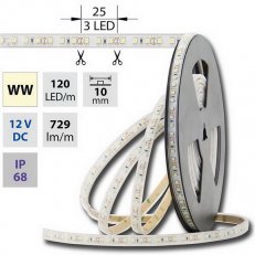 LED pásek SMD3528 WW, 120LED, IP68, 5m, 12V, 9,6 W/m