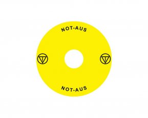 Štítek nouzového zastavení NOARK pro Ex9P1 H, samolepicí, žlutý, průměr 90mm, DE