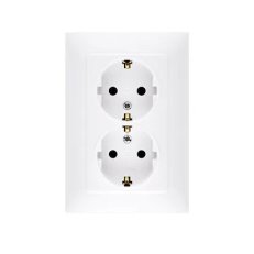 Zásuvka dvojnásobná s uzemněním SCHUKO, 16A, 250V~, bílá KONTAKT SIMON CGSZ2/11