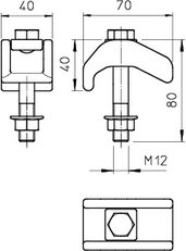 OBO TKS-S-30 FT Upínací svorka těžká s maticí kombi M12x75 Ocel žárově zinkováno