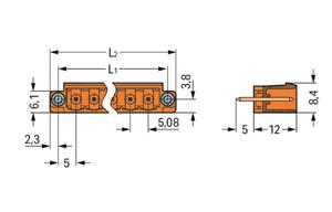 Konektor s pájecími piny THT, pájecí kontakt 1,0x1,0 mm, rovné, oranžová 3pól.