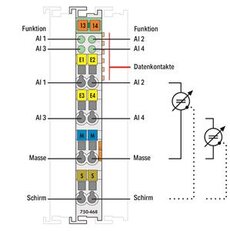 4kanálový analogový vstup DC 0-10 V asymetrický vstup Wago 750-468