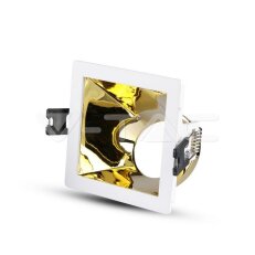 GU10 Fitting White+Gold Square, VT-875 V-TAC SKU3166