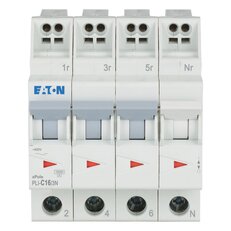 PLI-C16/3N Jistič PLI (bezšroubové svorky nahoře) char C 3+N-pólový 10kA 16A
