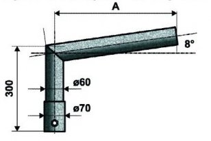 SK 1/76 - 300 výložník sadový, lomený, pro stožáry STB A, STB B, ICON, ROTEIRO