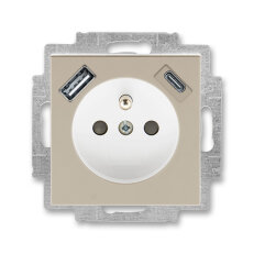 Zásuvka s kolíkem, s clonkami, USB-A/C macchiato/bílá ABB 5569H-A32357 18