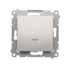Ovládač zapínací ZVONEK, s orientačním LED, 1/0 So, 16AX 250V, stříbrná matná