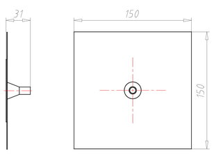 Těsnící manžeta ALU-Butyl 150x150x30mm pro vedení průměr 8-12 mm KAISER 9079-46