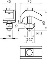 OBO TKH-S-30 FT Upínací svorka těžká s kluznou maticí M12x65 Ocel žár.zinek