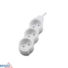 Prodlužovací přívod 3x2p+Z, 250V, 3x1,5mm, 16A bílá 5m BEMKO 102106