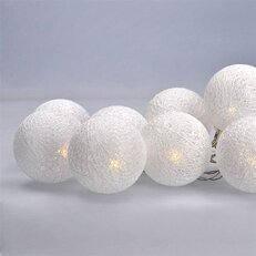 LED řetěz vánoční koule bavlněné, 10LED, 1m, 2x AA, IP20  SOLIGHT 1V201