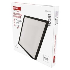 LED přisazené svítidlo FLORI čtvercové, černé, 18W, neutrální bílá EMOS ZM1406