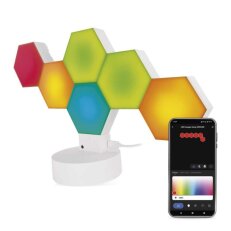 GoSmart LED stolní lampa Hexagon bílá 6 dílů RGBIC stmívatelná WiFi EMOS ZIW426R