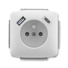 Zásuvka s kolíkem, s clonkami, USB-A/C šedá ABB 5569A-A32357 S