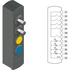 Ovládací jednotka BN 4 prvky (konfigurace A65) Konektor M12,12 pólů, IP65