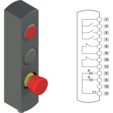Ovládací jednotka BN 3 prvky (konfigurace B17) Konektor M12,12 pólů, IP65