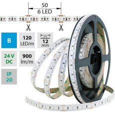LED pásek SMD5050 modrý, 120LED/m, 28,8W/m, 900lm/m, IP20, DC 24V, 12mm, 5m