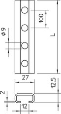 OBO CL2712P2000FT Profilová lišta děrovaná šířka výřezu 12mm 2000x27x12,5 Ocel