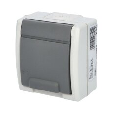ATLAS 19078 IP55 Zásuvka 2P+PE SCHUKO na povrch šedá. FAMATEL