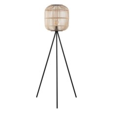 Stojací svítidlo BORDESLEY 1xE27 černá/dřevo 28W IP20 EGLO 43219