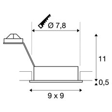 NEW TRIA I downlight ctvercova cesany hlinik 230V GU10 50W SLV 111726