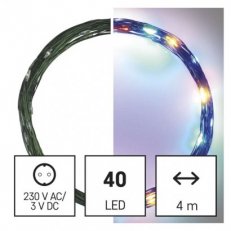 LED vánoční nano řetěz zelený, 4 m, venkovní i vnitřní, multicolor, časovač