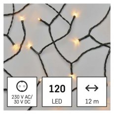 LED vánoční řetěz, 12 m, venkovní i vnitřní, vintage, časovač EMOS D4AV03