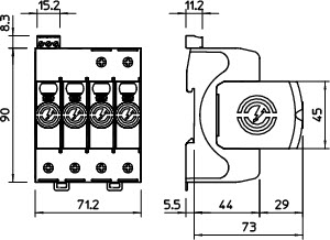 OBO V20-3+NPE+FS-280 Svodič přepětí, typ 2, 3P+NPE 40kA(8/20),DS, 280V