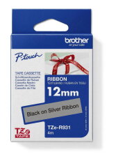 Páska BROTHER TZe-R931 stříbrná/černá (12mm, 4m, textilní)