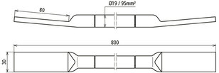 Měděnný zemnící bod s kabelem NYY-O se styčnicí na obou stranách 80X30mm D 800mm