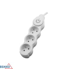 Prodlužovací přívod 3x2p+Z, 250V, 3x1,5mm, 16A bílá 1,5m s vypínačem