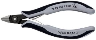 Přesné boční štípací kleště na elektroniku ESD 125 mm KNIPEX 79 42 125 Z ESD