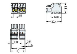 Pružinová svorka Push-in CAGE CLAMP sv.šedá 1,5mm2 4pól. WAGO 2734-104/033-000