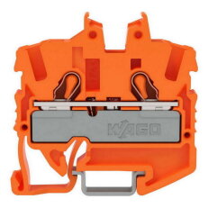 2vodičová průchozí svorka Mini, S ovládacími otvory, 2,5 mm2, Oranžová