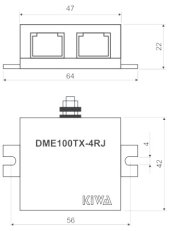Přepěťová ochrana pro sitě Ethernet, 100BASET KIWA DME100TX-4RJ ETHERNE