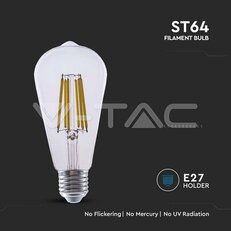 LED Bulb 4W Filament E27 ST64 Clear Cover 3000K VT-2364, V-TAC SKU2996