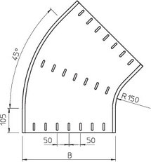 OBO RB 45 140 FT Oblouk 45° vodorovný kruhové provedení 110x400 Ocel žár.zinek
