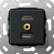 HDMI,USB 3.0 A,mini Gen.ch., kr.kabel vložka černá m GIRA 568010
