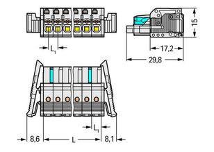 Pružinová svorka Push-in CAGE CLAMP sv.šedá 2,5mm2 3pól. WAGO 2721-103/037-000