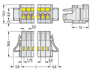 1vodičová pružinová svorkovnice, CAGE CLAMP, 1,5 mm2 WAGO 734-105/037-004