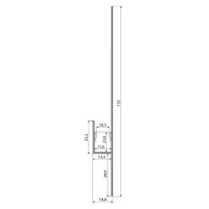 Hliníkový profil pro sádrokartony AY 133x13 mm bez difuzoru 1 m