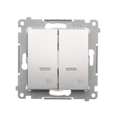 Přepínač dvojitý křížový, s orientačním LED, 7 So, 10AX, 250V, stříbrná matná