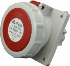 Zásuvka vestavná šikmá, 400 V, IP 67, 63 A, 4-pól SEZ DK IEGN 6343