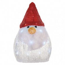 Vánoční LED sněhulák, 30cm, 3x AA, studená bílá, časovač