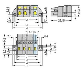 Pružinová svorka CAGE CLAMP 2,5mm2 šedá 3pól. WAGO 231-203/031-000