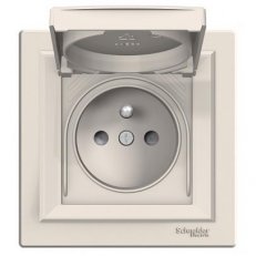 Asfora Zásuvka 2P+PE 250V 16A, clonky, IP44, krémová SCHNEIDER EPH2800623