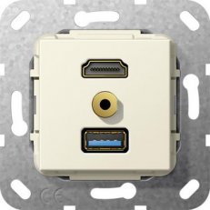 HDMI,USB 3.0 A,mini Krátký kabel vložka krémově bílá GIRA 568101