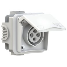 zásuvka pod omítku designová, 4P, 16A/400V, 6h, IP44, bílá PCE PC-884-6v